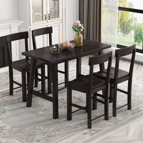 Industrial Set of 4 Counter Height Dining Chairs Wood Dining Chairs