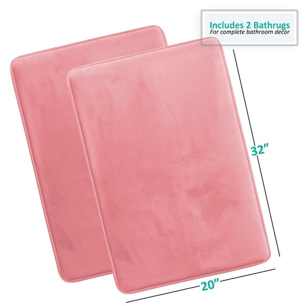 dimension image slide 54 of 58, Clara Clark Ultra Soft Plush Bathroom Rug - Non-Slip, Velvet, Memory Foam Bath Mat - Set of 2