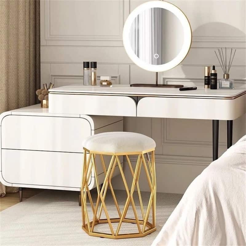 Modern Luxury Round Stool Office Chair Bird'S Nest Stool Legs - White