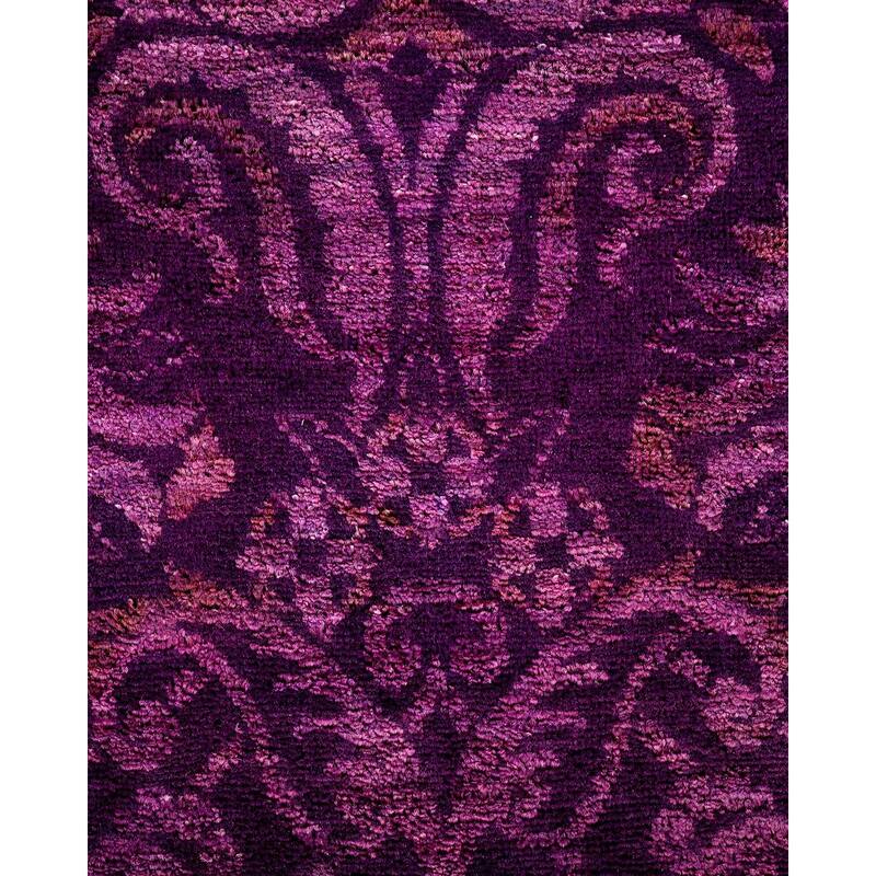Overton Hand Knotted Wool Vintage Inspired Modern Contemporary Overdyed Purple Area Rug - 6' 0" x 8' 9"