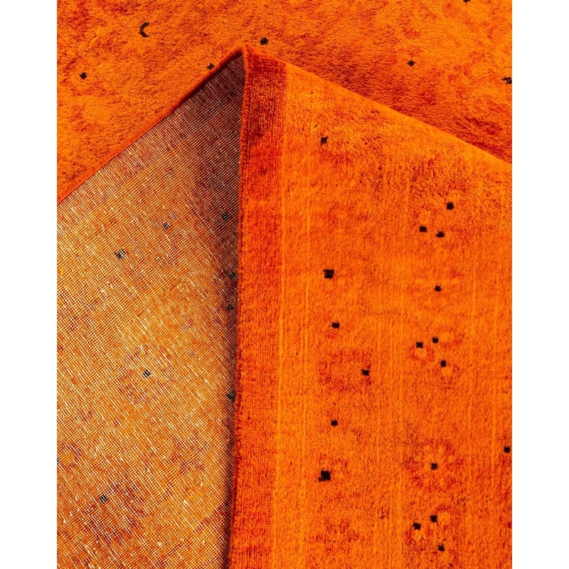 Overton Hand Knotted Wool Vintage Inspired Modern Contemporary Overdyed Orange Area Rug - 9' 3" x 11' 6"