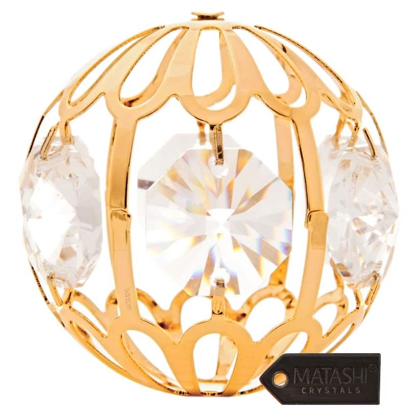 Matashi Goldplated Genuine Crystals Beautiful Crystal Ball Ornament - Gold