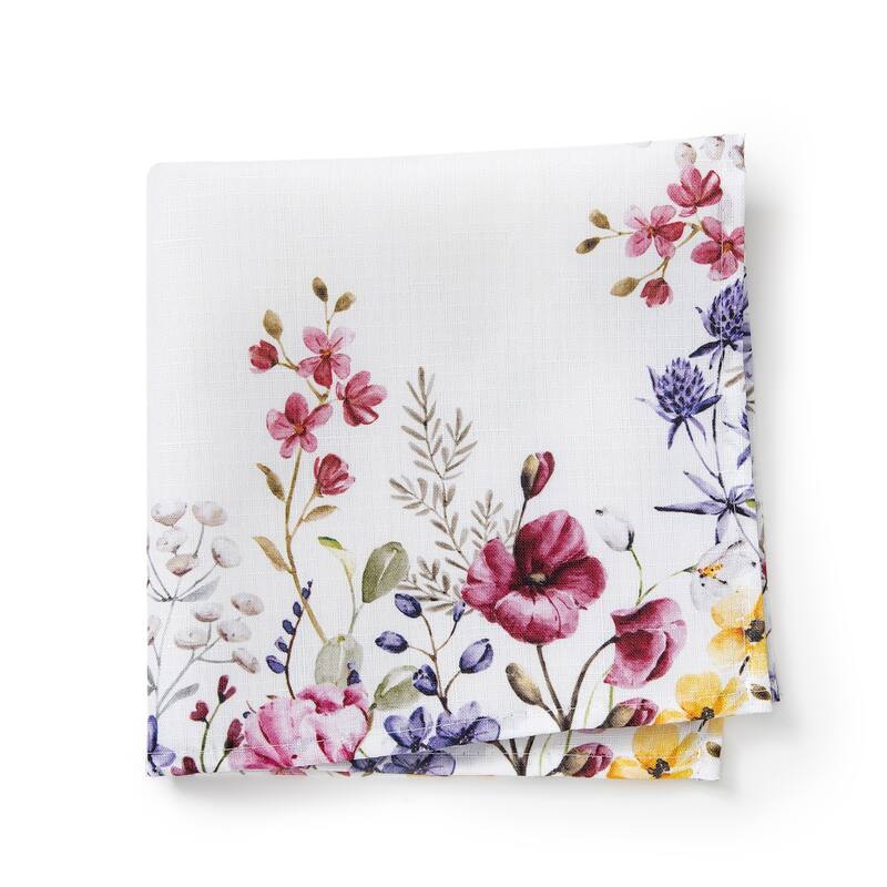 Poppy Wildflower Bordered Napkin Set of 4 - 17x17