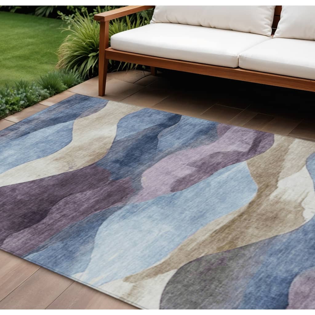 HomeRoots Abstract Transitional Rectangle Outdoor Rug