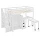 preview thumbnail 64 of 110, Twin/Full Size Loft Bed with Storage Staircase, Wardrobe and Desk, Solid Wood Loft Bedframe with 2 Storage Drawers and Shelves