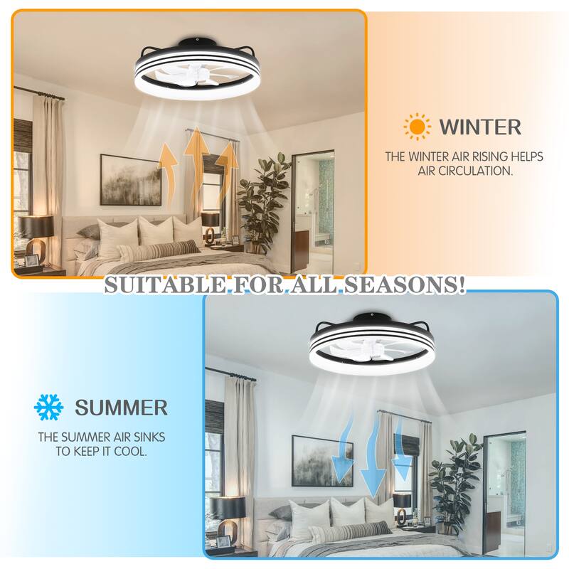 20" Low Profile Dimmable Ceiling fan, 6-Speed Reversible with APP and Remote Control