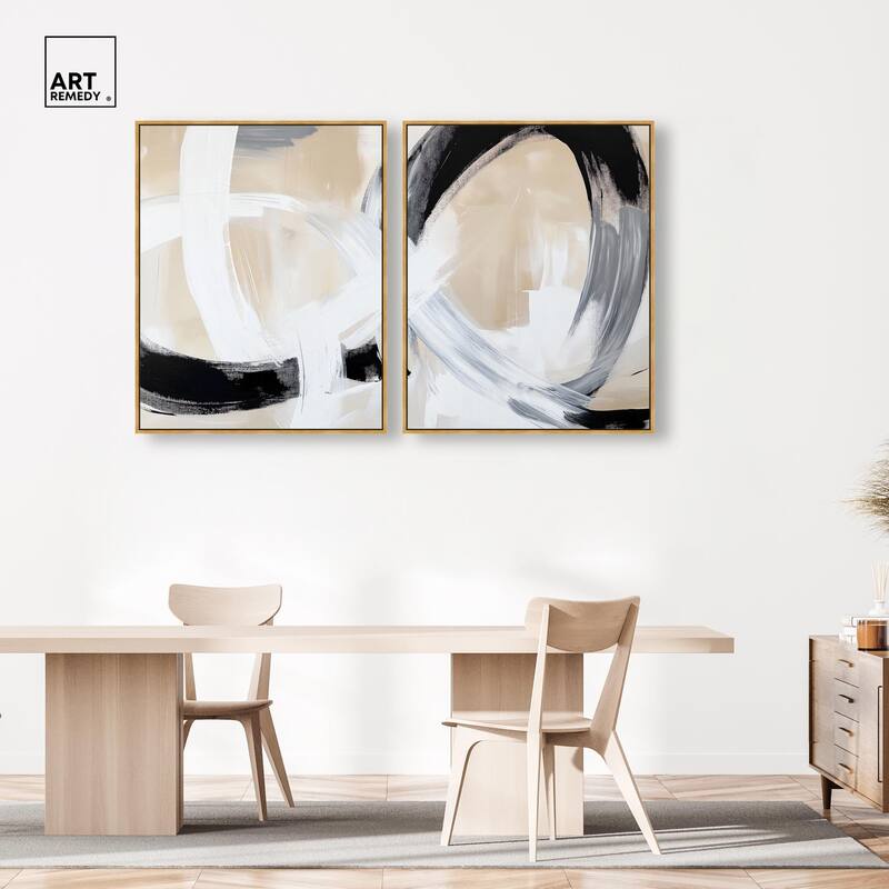 Neutral Interplay I Canvas Set of 2 by Art Remedy