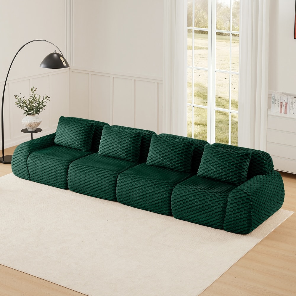 146" Modern Modular Sectional Sofa for Living Room,Flannelette Fabric,Oversized 4-Seater Couch,boneless sofa,Deep Seat