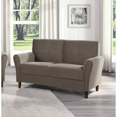 Brown Velvet Upholstery 1Pc Comfort Loveseat Plush Seatbacks Tufted Detail Solid Wood Frame Modern Living Room Furniture