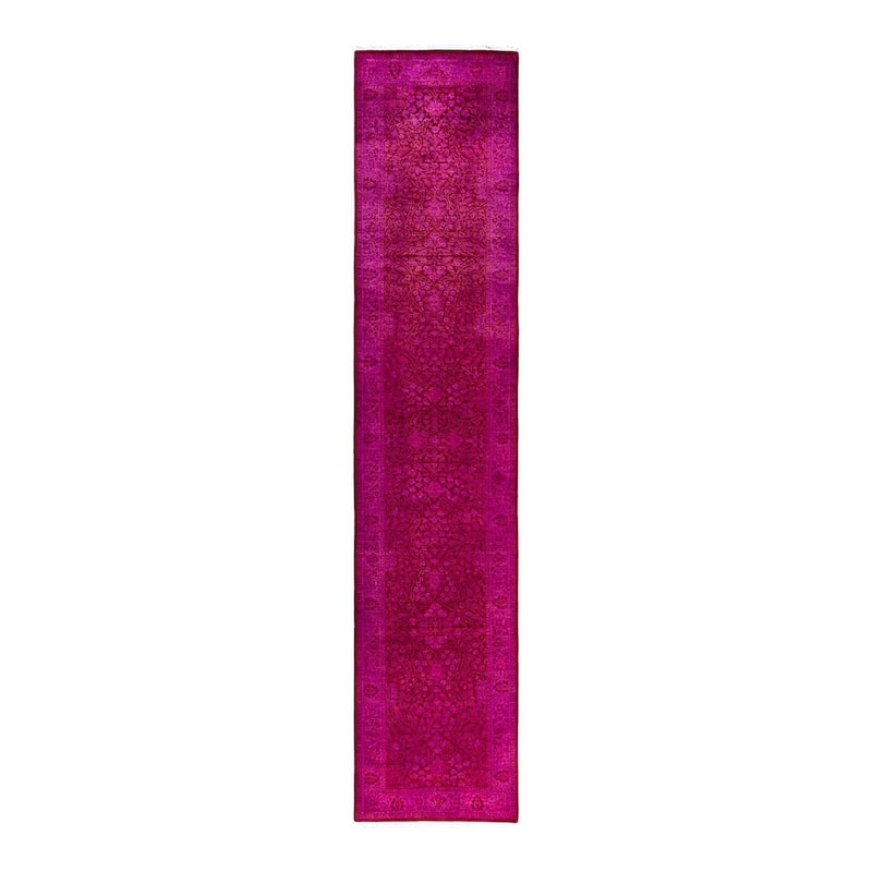 Fine Vibrance One-of-a-Kind Hand-Knotted Runner Rug - Pink, 2' 7" x 12' 6" - 2' 7" x 12' 6"