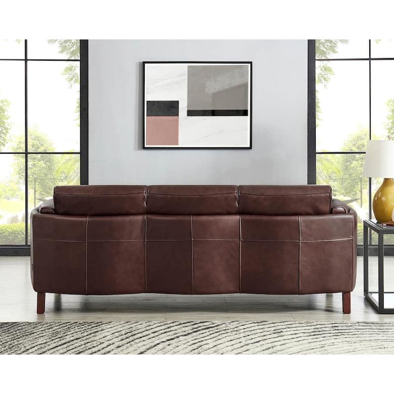 Hydeline Maui Top Grain Leather Sofa Couch With Feather, Memory Foam and Springs