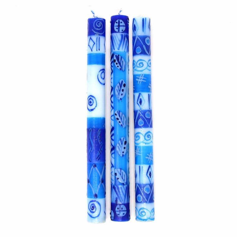 Handmade Feruzi Design Dinner Candles, Set of 3 (South Africa)