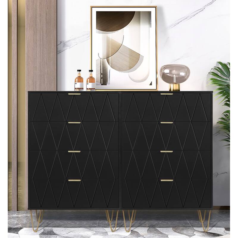 4 Drawers Chest Of Dresser Tall Storage Tower Cabinet with Metal Legs