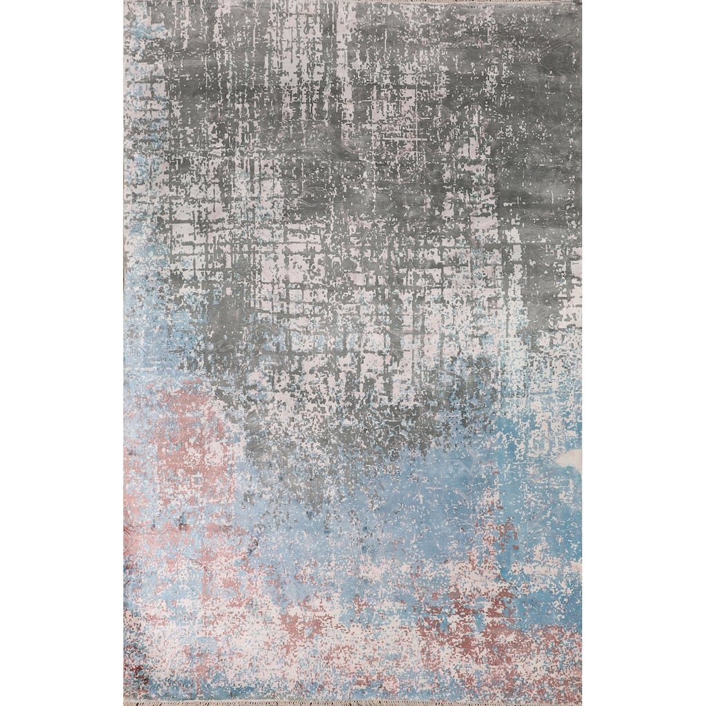 Multi-Color Contemporary Abstract Area Rug Handmade Wool Carpet - 5'6" X 7'10"