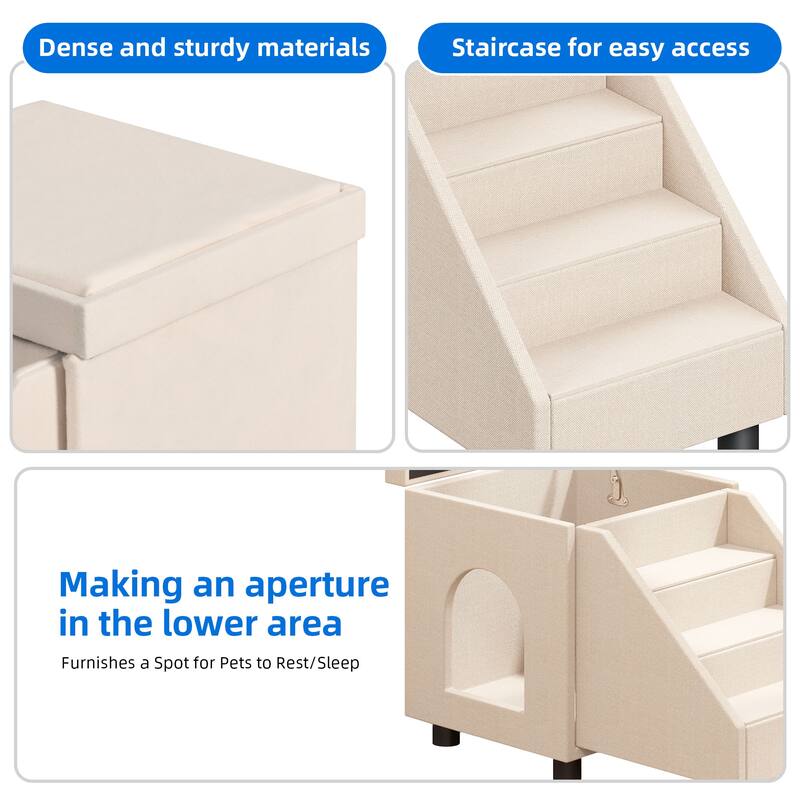 4 Stairs Foldable Pet Stair Pet Steps with Mats