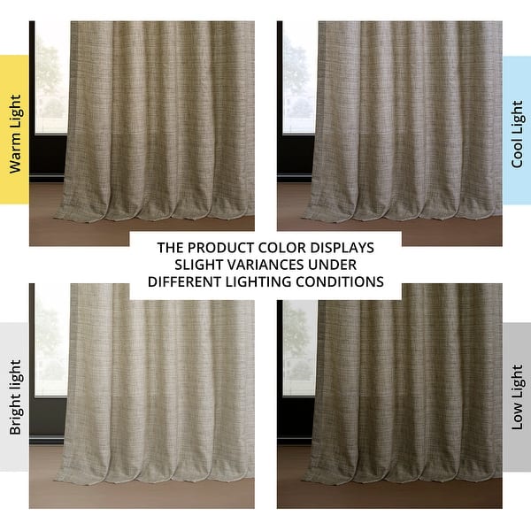 dimension image slide 0 of 6, Exclusive Fabrics Raw Linen Weave Light Filtering Curtains for Bedroom & Living Room Curtains Pair - 2 Panel Drapes