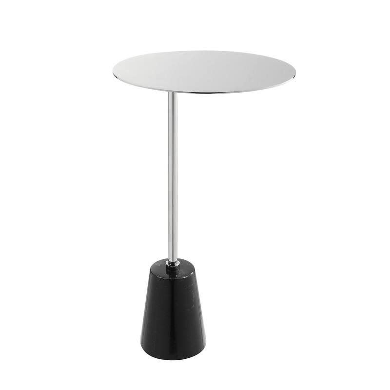 12 in. Black and Chrome Round Metal End Table, Sturdy Build End Side Table for Living Rooms