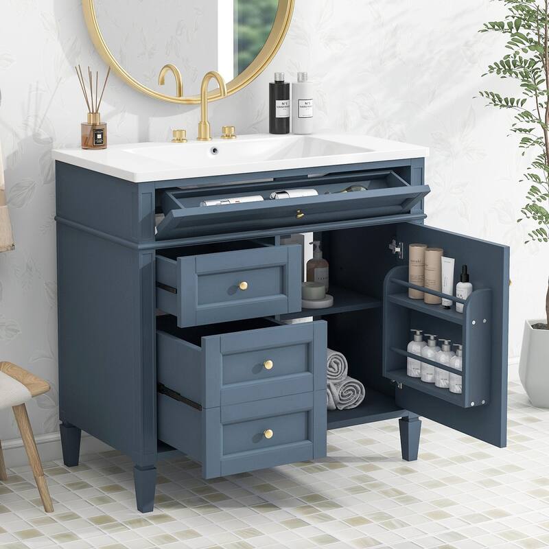 36"Wall Mounted Bathroom Vanity with Resin Sink