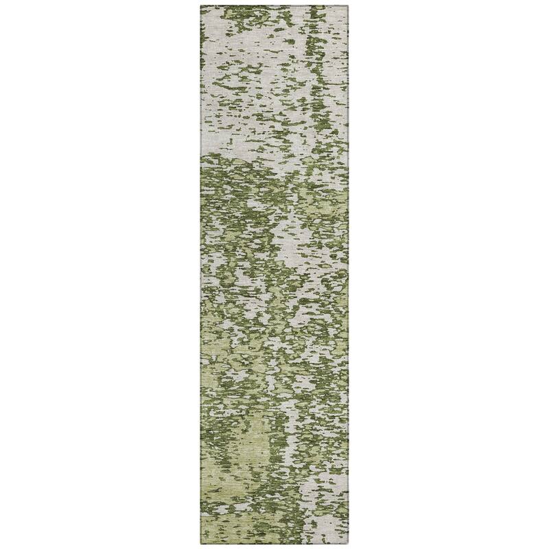 Machine Washable Indoor/ Outdoor Abstract Pixels Chantille Rug
