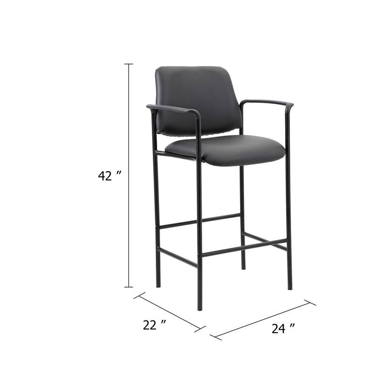 Counter Stool Chair with Black Vinyl Seat & Back, Square Metal Base