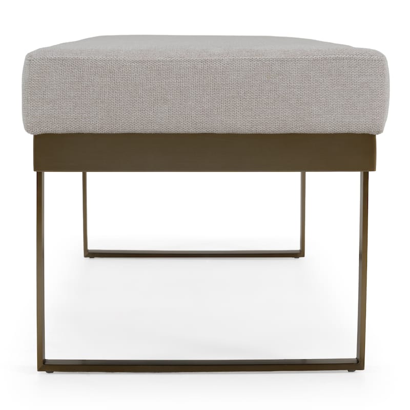 Modrest Tatum Modern Off-White Fabric & Brass Dining Bench