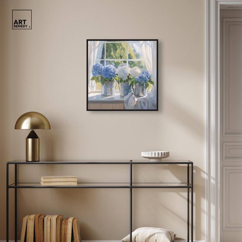 Sunlit Hydrangeas Canvas by Art Remedy