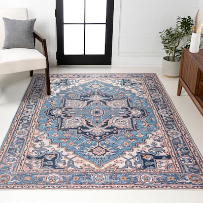 JONATHAN Y Victoria Ornate Large Medallion Machine Washable Area Rug