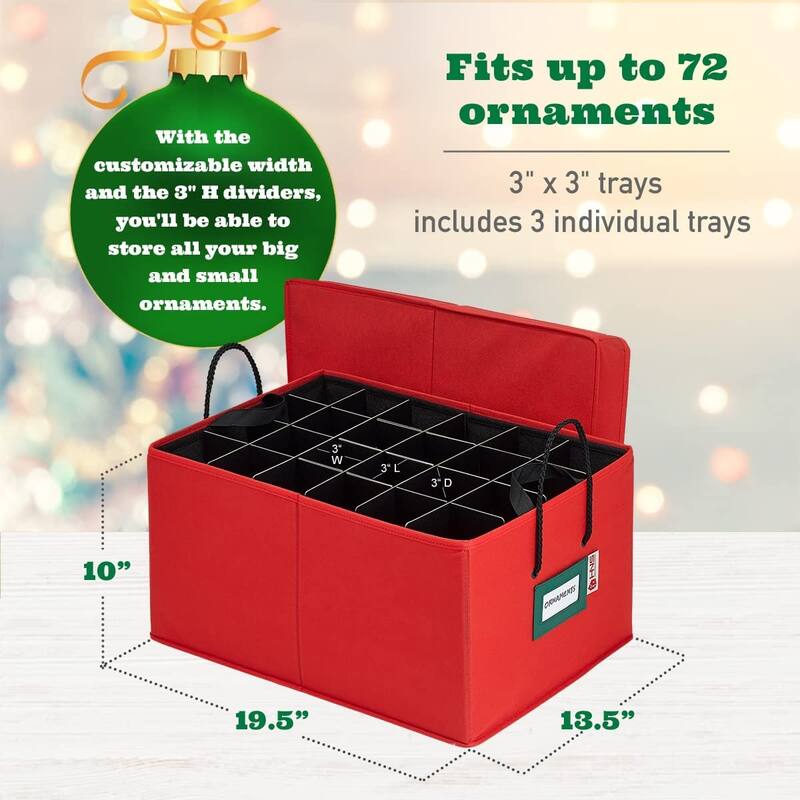 HOLDN’ STORAGE Underbed Christmas Ornament Storage Container Box with Dividers