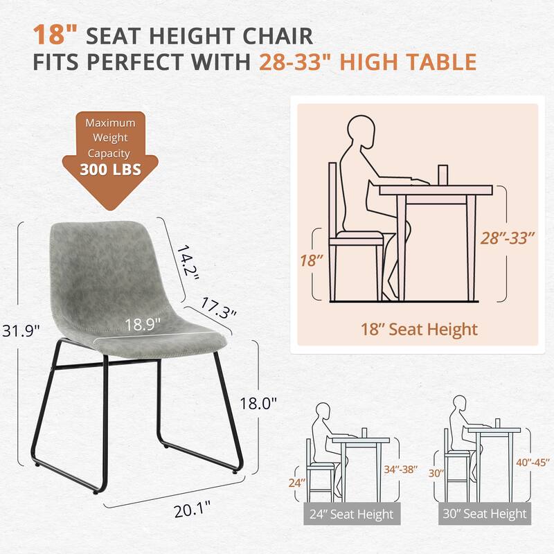 LUE BONA 18 in. Faux Leather Upholstered Dining Chairs With Metal Legs (Set of 4) - 33.26'' H X 20.1'' W X 20.1'' D
