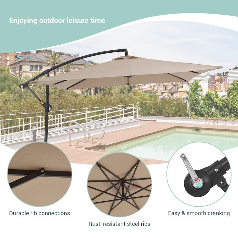Bonosuki 8.2 x 8.2Ft Patio Offset Umbrella w/ Weighted Base