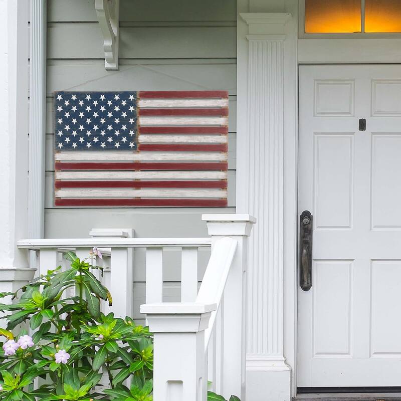 Glitzhome Wooden Patriotic National Flag or America Map Wall Decor