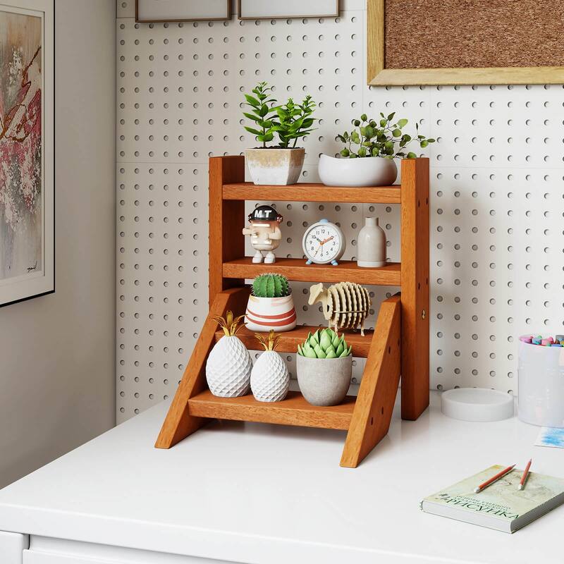 Costway 4-Tier Wood Small Flowerpot Holder Plant Stand for Multiple - See Details