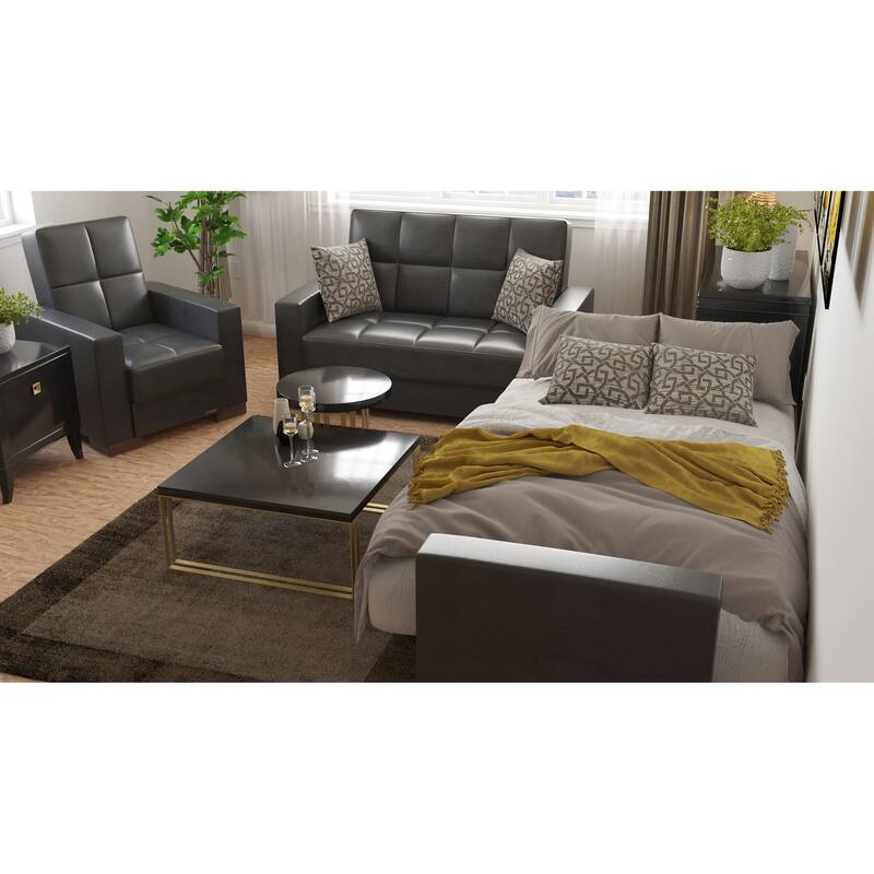 Collection Upholstered Convertible Loveseat With Storage