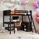 preview thumbnail 2 of 8, Full size Wooden Loft Bed with Shelves, Ladder and Desk, Espresso