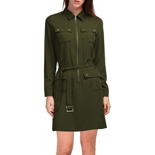 michael michael kors roll sleeve belted shirt dress
