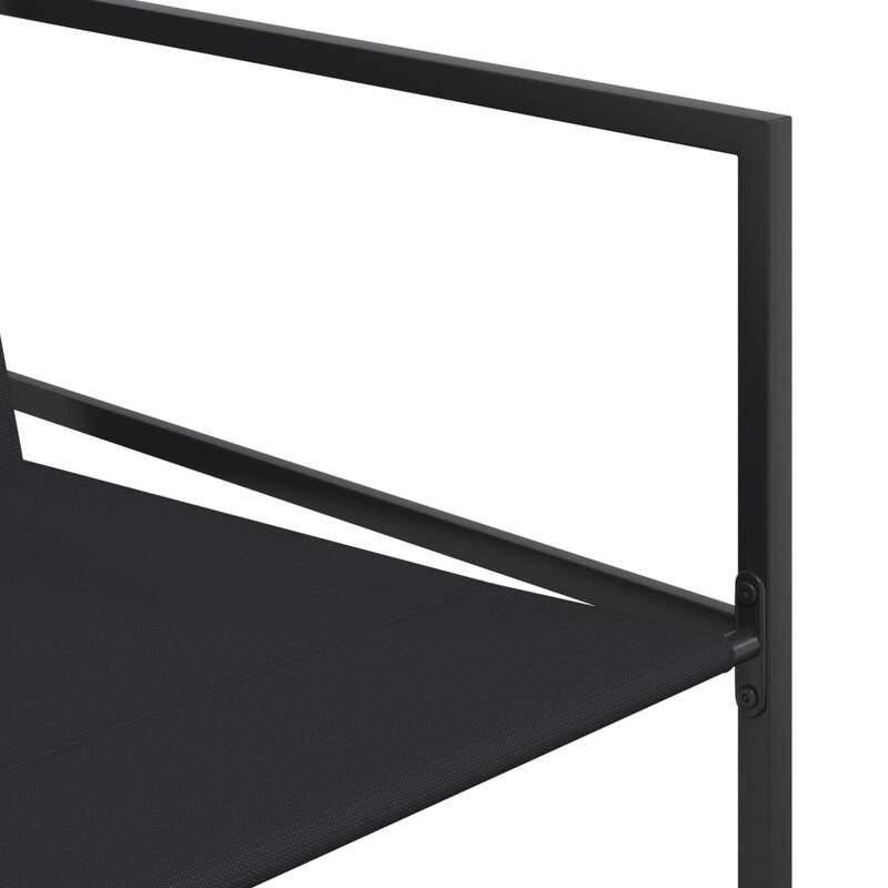 vidaXL Garden Dining Set Black Textilene Large Foldable - 42.1 x 129.9 x 28.3 in