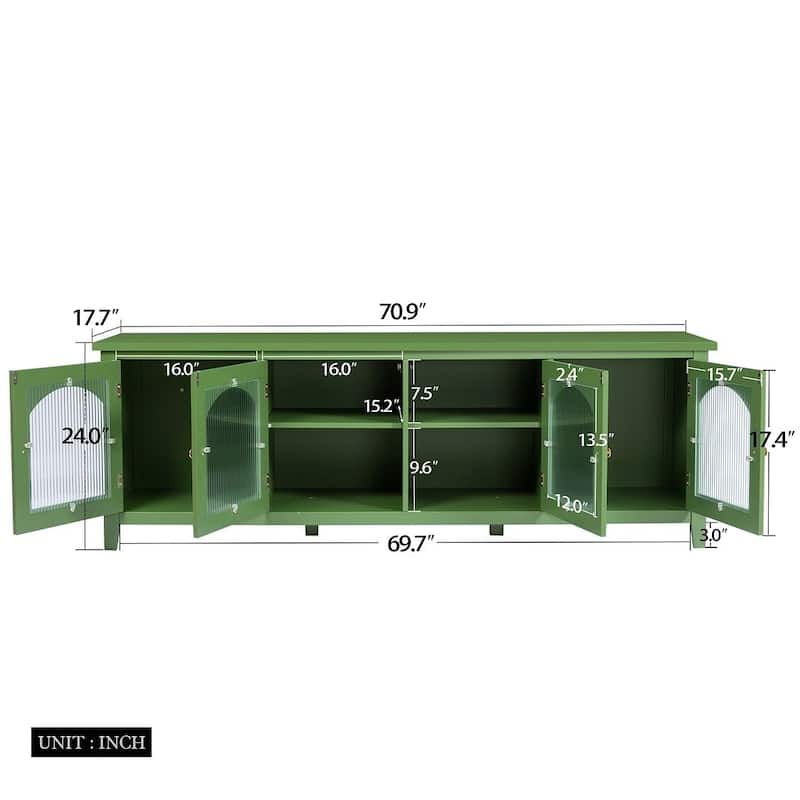 71" Modern TV Stand with Glass Door and Metal Handle