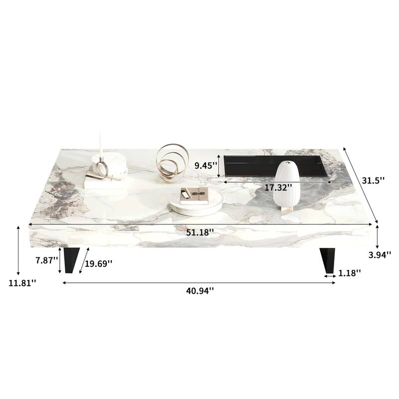 JASIWAY Light Luxury Sintered Stone Rectangle Coffee Table