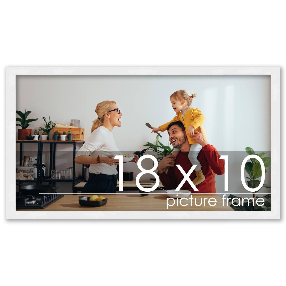 18x10 Contemporary White Wood Picture Frame UV Acrylic, Foam Board