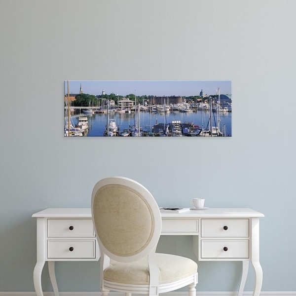 Easy Art Prints Panoramic Image 'View Of Yachts In A Bay, Annapolis MD Naval Academy And Marina, Annapolis' Canvas Art