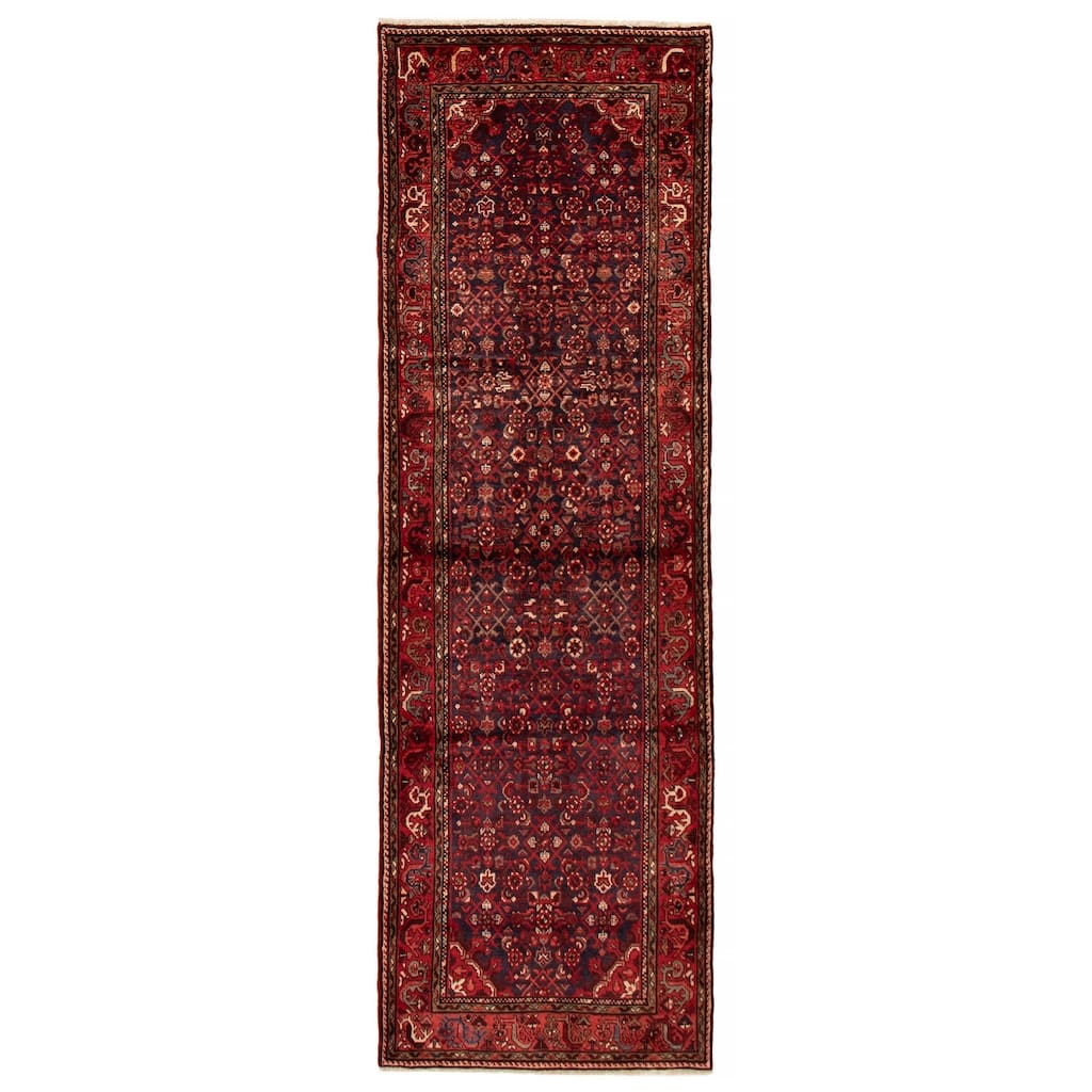 ECARPETGALLERY Hand-knotted Andelz Navy Wool Rug - 3'7 x 11'3