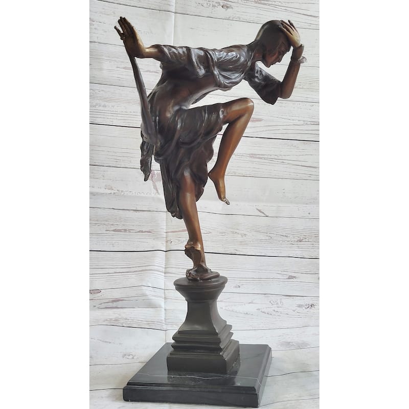 Ankara Imitative Snake Dancer Art Deco Bronze Sculpture Statue Colinet Chiparus Marble Base