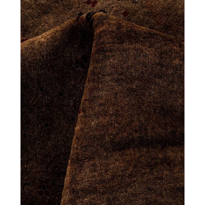 Overton Hand Knotted Wool Vintage Inspired Modern Contemporary Overdyed Brown Area Rug - 8' 3" x 16' 0"
