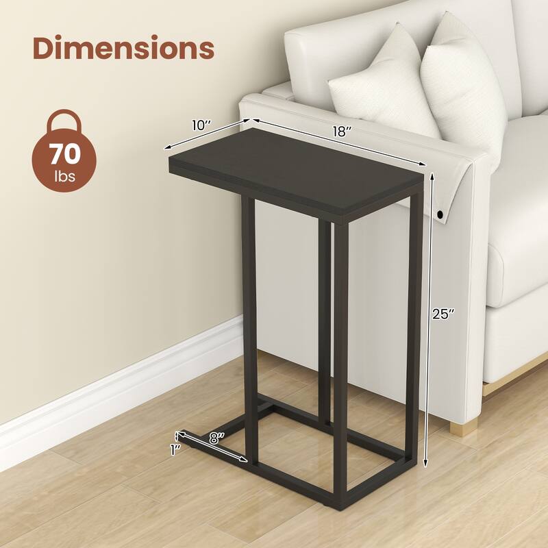 Metal Frame C End Table for Living Room Bedroom or Small Space
