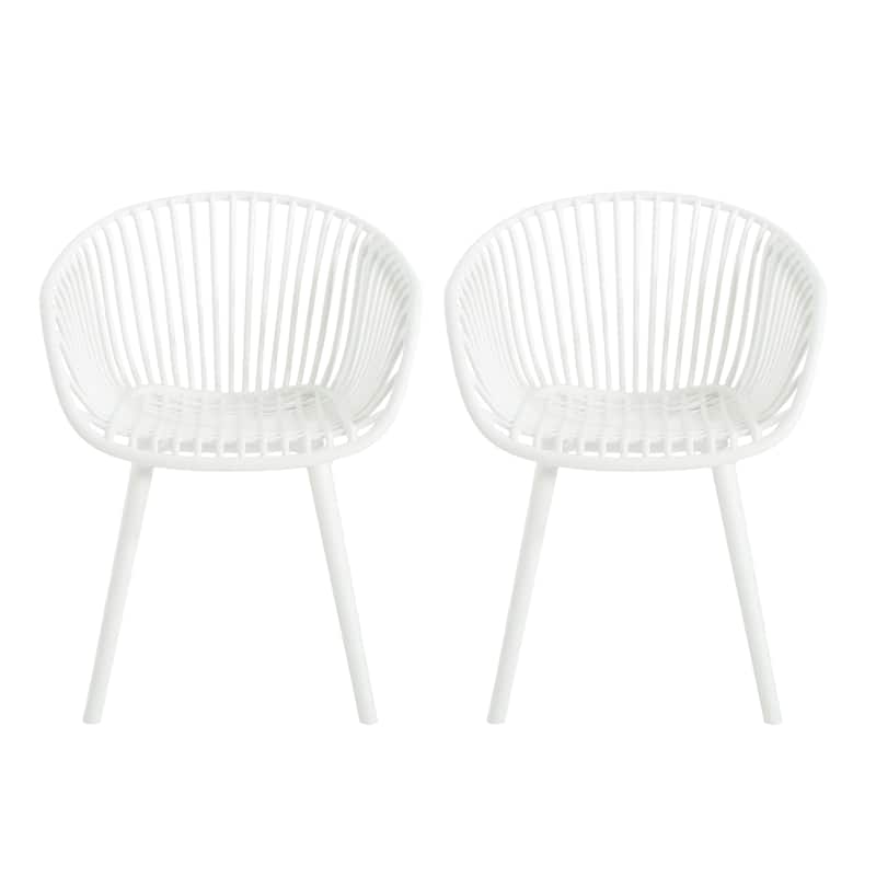 Outdoor Dining Chairs Set of 2 Patio Chairs, White Reading Chair Accent Chair Reception Chair Side Chair - White