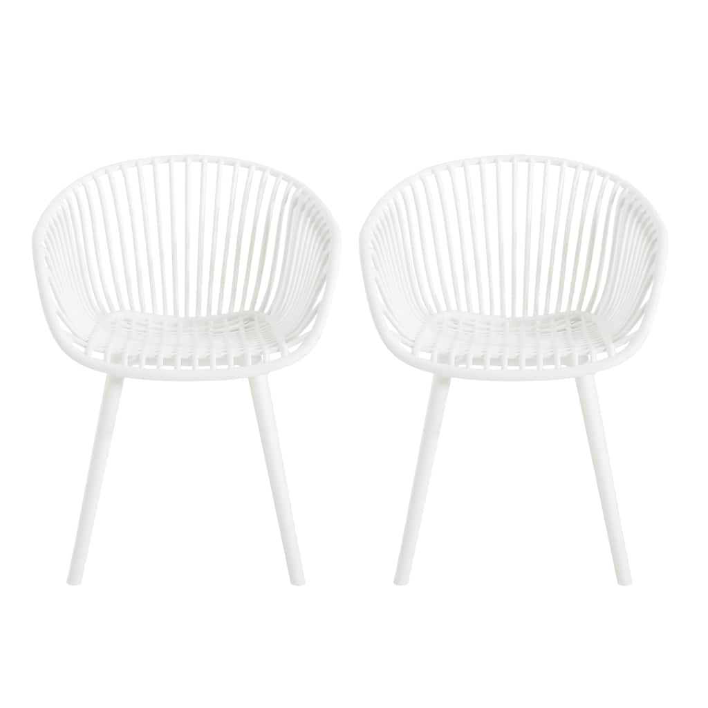 Outdoor Dining Chairs Set of 2 Patio Chairs, White Reading Chair Accent Chair Reception Chair Side Chair