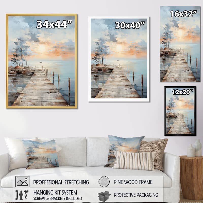 Designart "Pier And Dock Seaside III" Coastal Pier Wall Decor