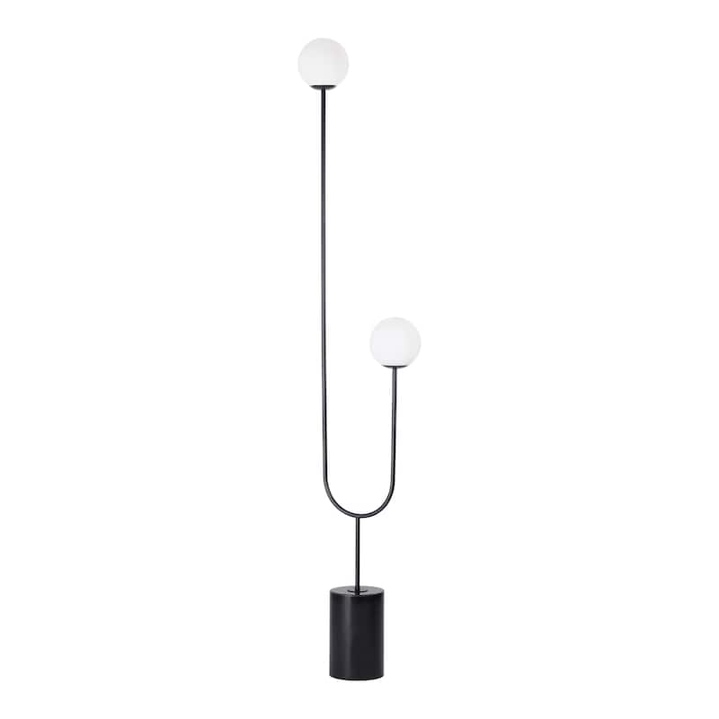 Velio Moon-like Black Uma floor lamp with 2-Glass Shades