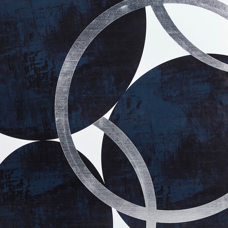 INK+IVY Celestial Orbit Navy Silver Foil Abstract 2-piece Canvas Wall Art Set