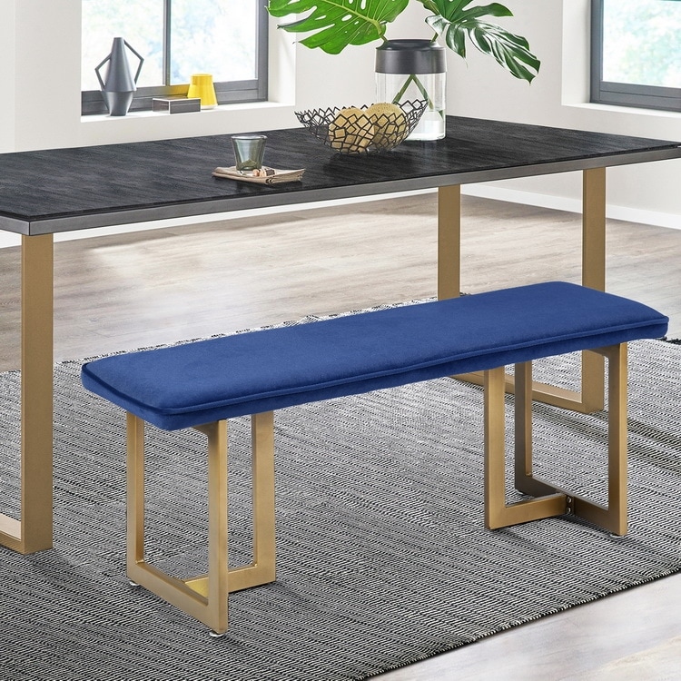 Blue velvet dining best sale bench